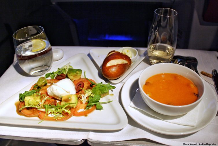 Austrian Airlines business class appetizers