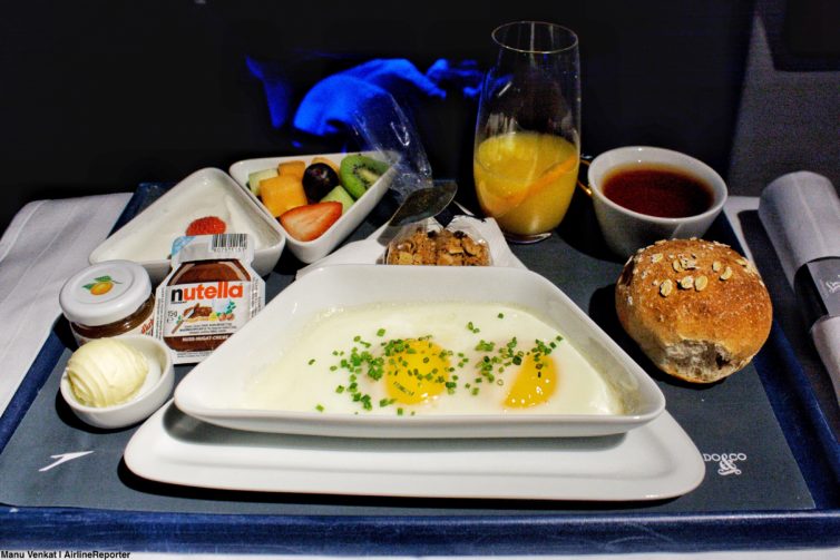 Austrian Airlines business class breakfast