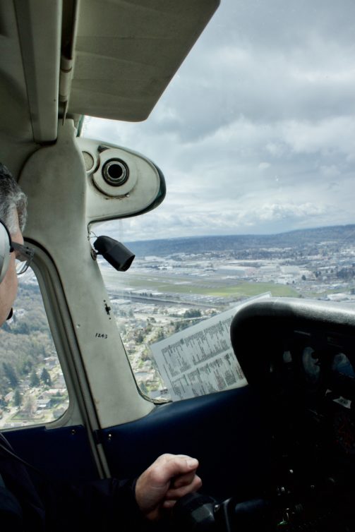 Yours truly, on the base leg to 14L at BFI. Photo by Carl Sanman