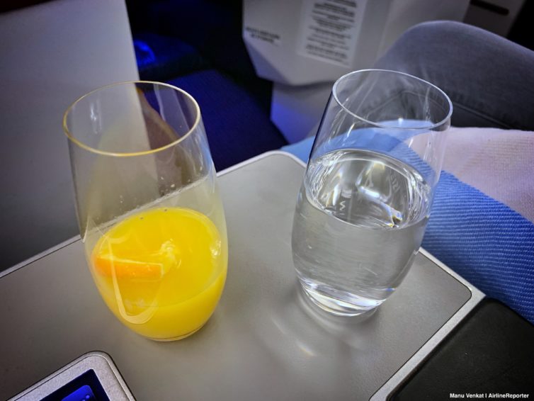 Austrian Airlines welcome drinks