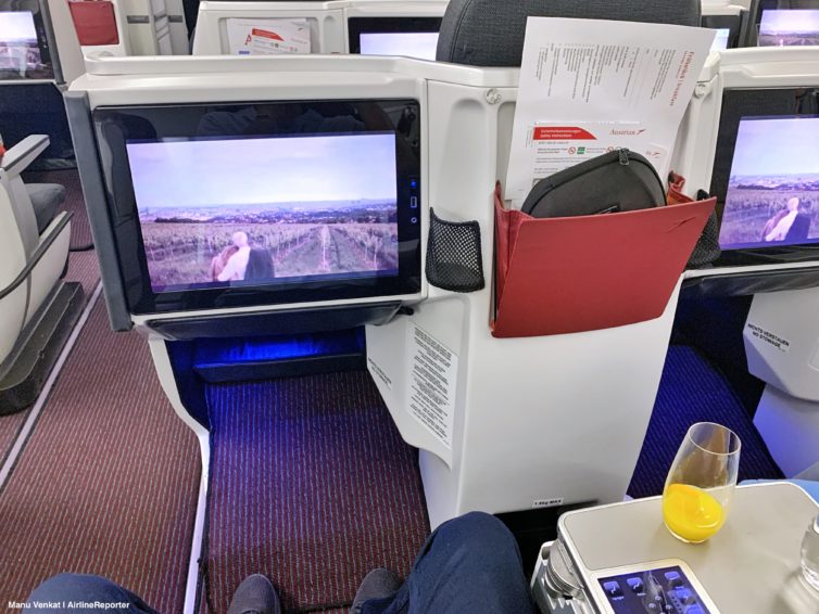 Austrian Airlines business class seat view