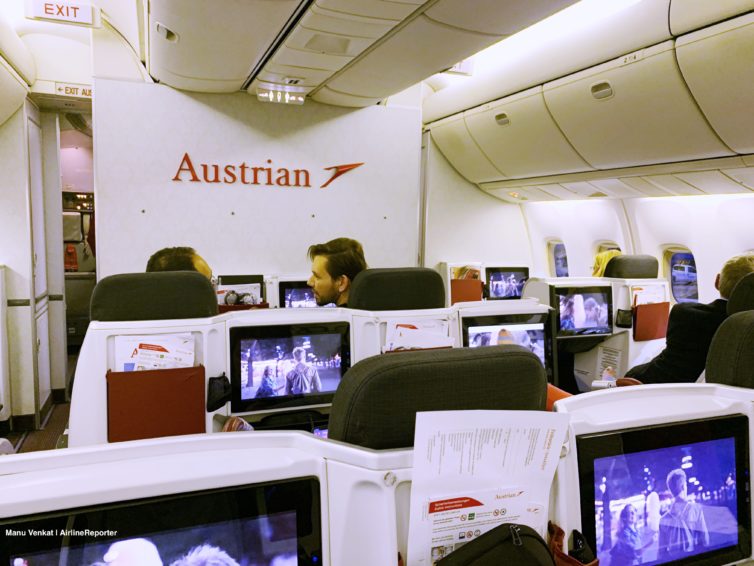 Austrian Airlines business class cabin view