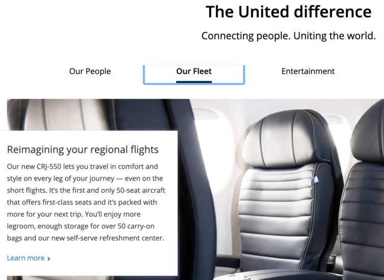 Let's add a little CRJ action to the flagship mix - Screenshot: United.com