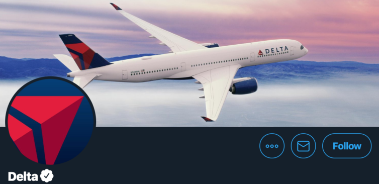 Delta uses a cover photo of an Airbus A350 - Screenshot: Twitter.com