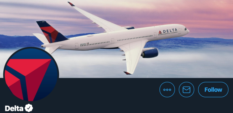 Delta uses a cover photo of an Airbus A350, which I feel is their flagship - Screenshot: Twitter.com