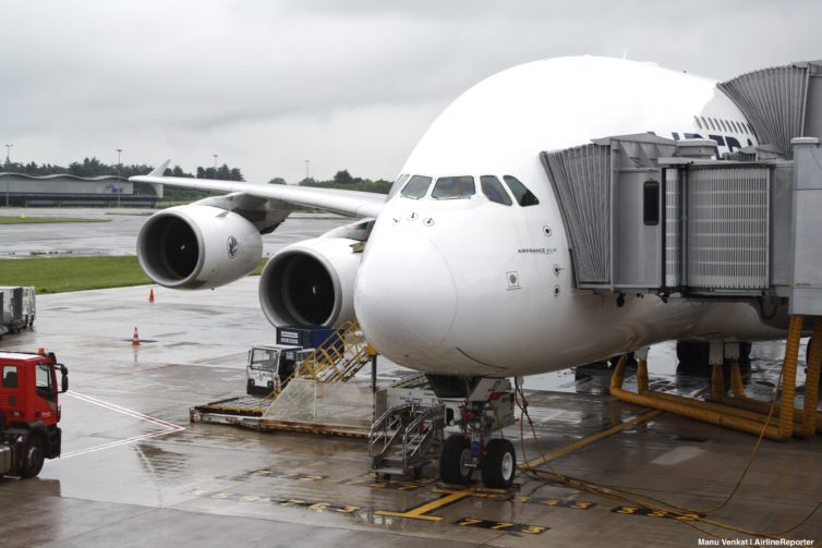 Vue rapprochée de l'A380 d'Air France