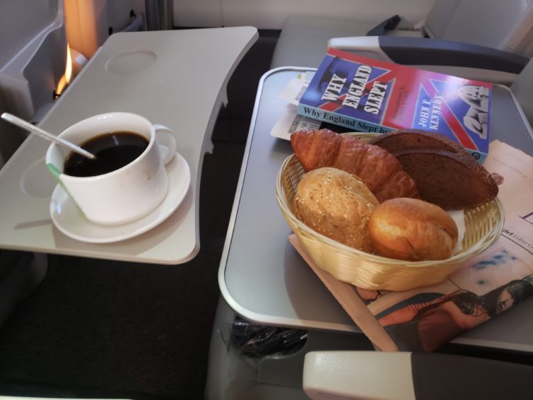 Being the only one in airBaltic's business class meant I got all the bread. Photo: Jonathan Trent-Carlson