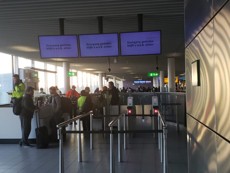 The boarding lanes prior to boarding. Photo: Jonathan Trent-Carlson