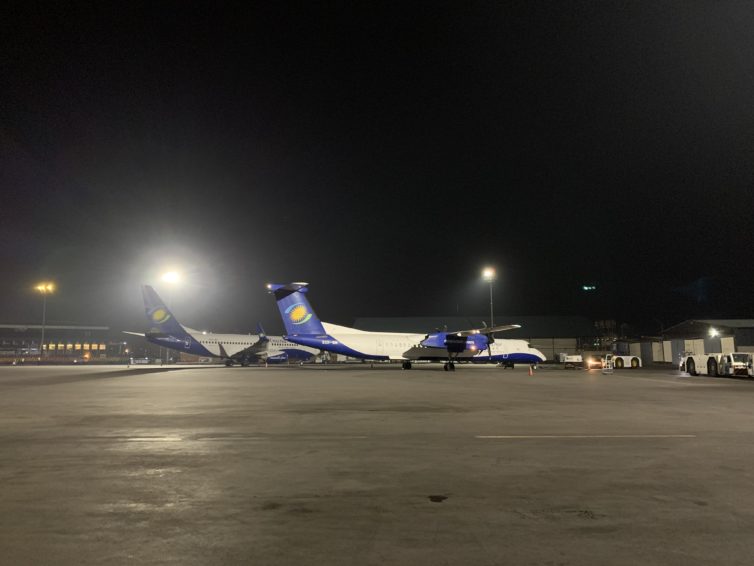 A RwandAir 737 and Q400 on the tarmac. - Photo: Matthew Chasmar