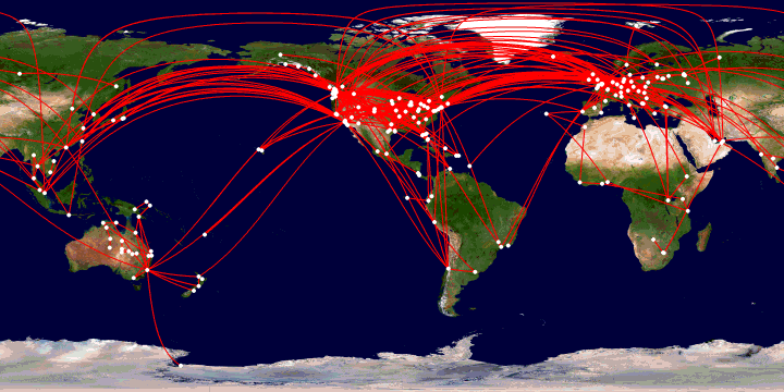 We have now flown over 2,000,000 miles to bring you stories - Image: GCMap.com