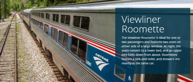 The outside of an Amtrak car with Viewliner Roomettes - Photo: Amtrak