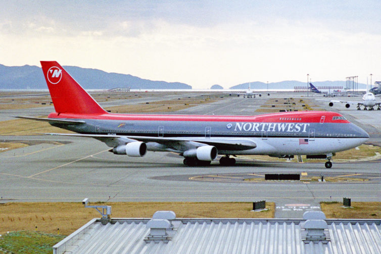 The Northwest Boeing 747-200 taken at Kansai International Airport - Photo: Ken Fielding