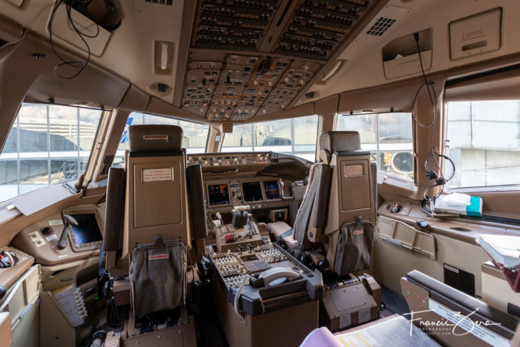 The 777-300 cockpit is also quite spacious