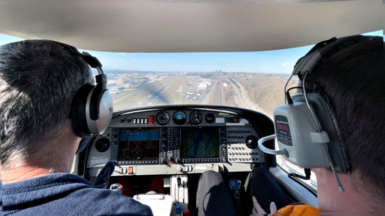 On short final for runway 32R back at KBFI. Katie Bailey photo