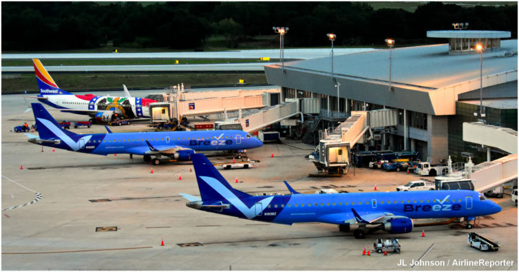 Two Breeze Planes and Southwest's Missouri One at TPA.
