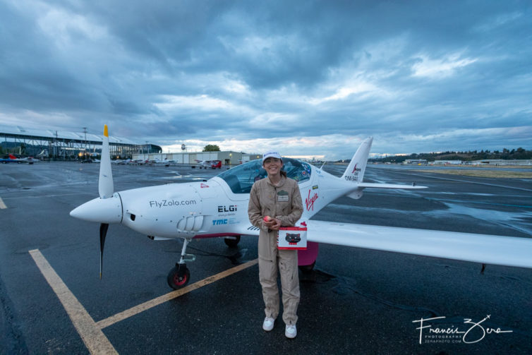 A tired, but smiling, Zara Rutherford arrived in Seattle Sept. 19. King County International Airport officials presented her with a gift bag on arrival.