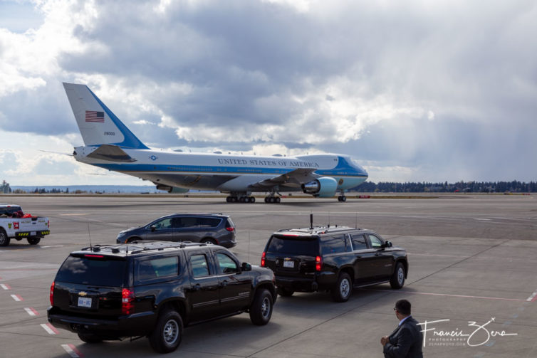 Air Force One was quickly moved from the press area because of a security threat