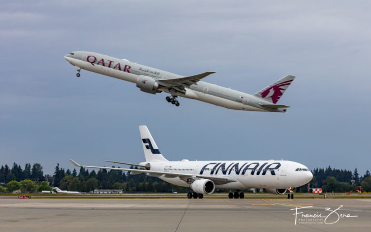 Finnair is a member of the Oneworld alliance, as is daily Seattle visitor Qatar Airways