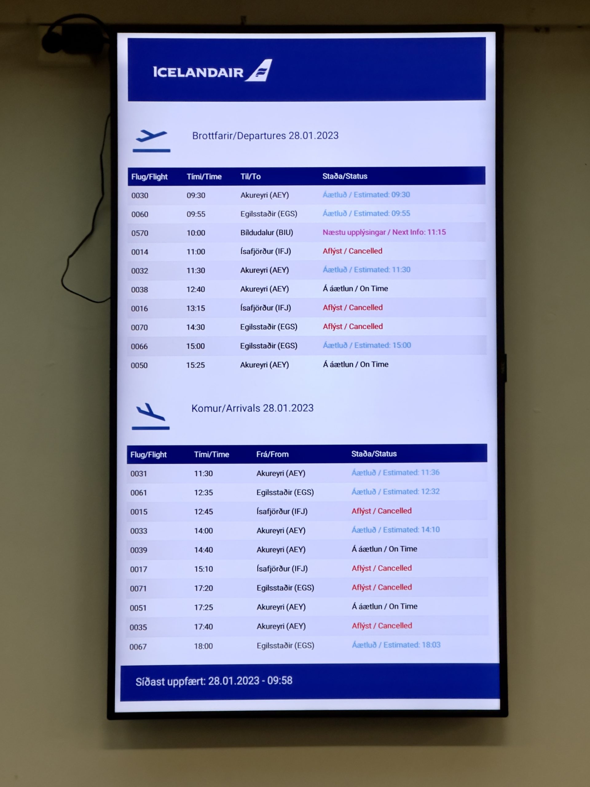 The optimistic flight board at RKV