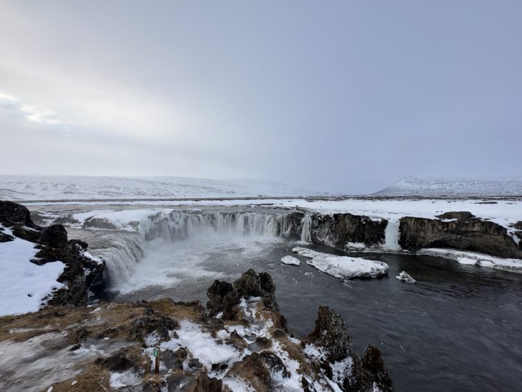 Goðafoss waterfall on the river Skjalfandafljot near the small town of Fossholl