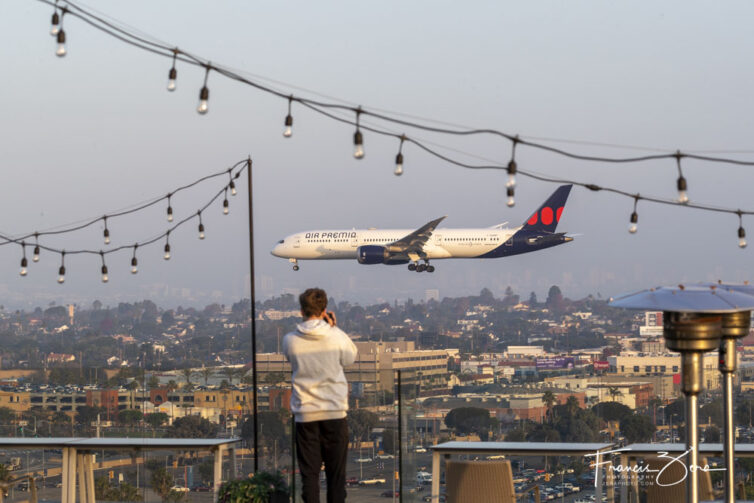 The roof deck at the H Hotel is very popular with planespotters