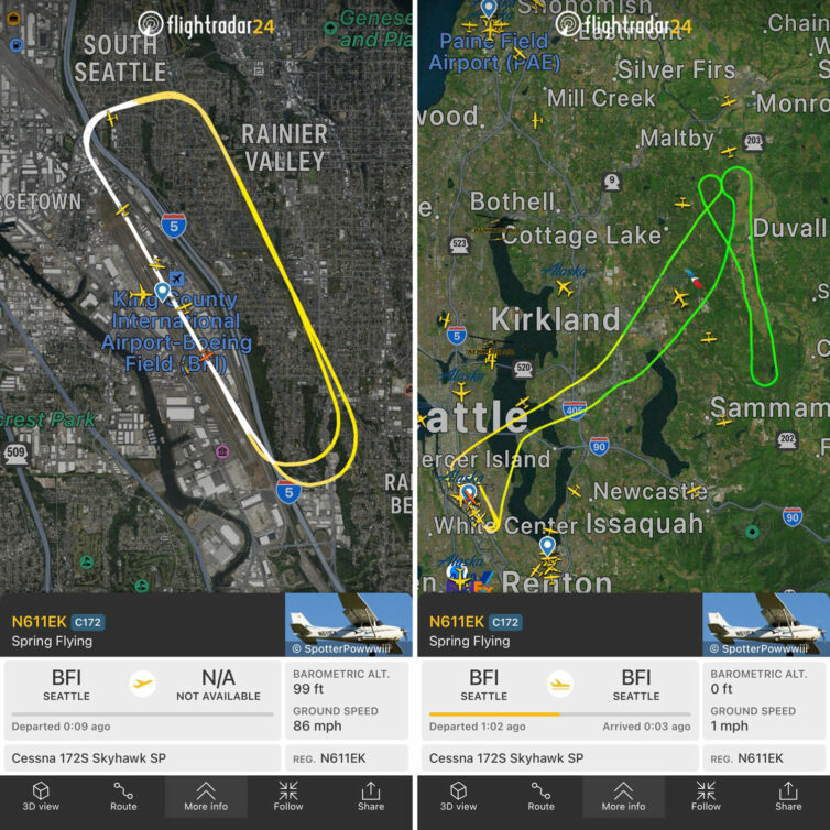 Our flight track from Flightradar24